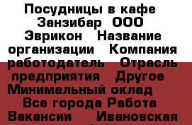 Посудницы в кафе "Занзибар" ООО "Эврикон › Название организации ­ Компания-работодатель › Отрасль предприятия ­ Другое › Минимальный оклад ­ 1 - Все города Работа » Вакансии   . Ивановская обл.